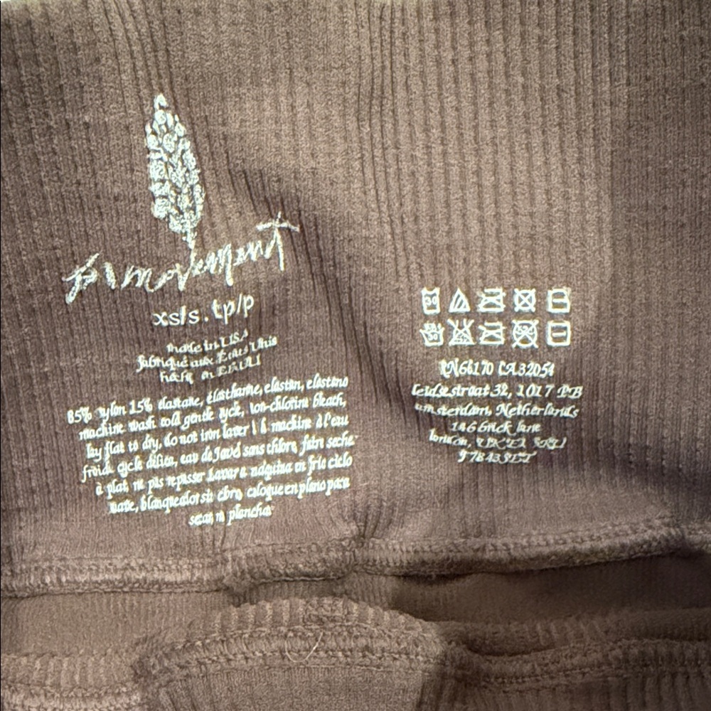 Free people Brown Ribbed Sports Bra and Shorts Set Xs/ - Picture 2 of 2